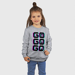 Свитшот хлопковый детский Надпись чёрного цвета go go go с человечками, цвет: меланж — фото 2