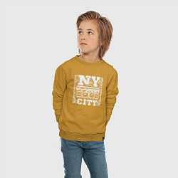 Свитшот хлопковый детский New York city music, цвет: горчичный — фото 2