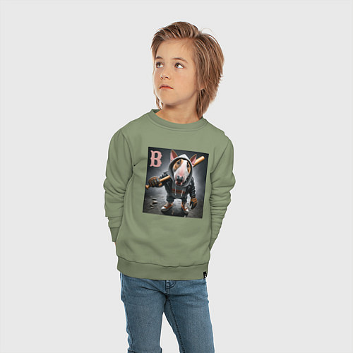 Детский свитшот Булли крутой бейсболист - нейросеть / Авокадо – фото 4