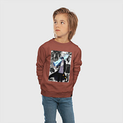 Свитшот хлопковый детский Поднятие уровня в одиночку Джину Сон охотник колла, цвет: кирпичный — фото 2