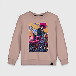 Свитшот хлопковый детский Ковбой Бибоп Спайк Шпигель Красный дракон, цвет: пыльно-розовый