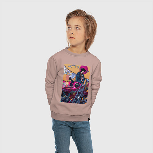 Детский свитшот Ковбой Бибоп Спайк Шпигель Красный дракон / Пыльно-розовый – фото 4