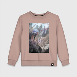 Свитшот хлопковый детский Магическая битва Сатору Годзё Сукуна Рёмэн, цвет: пыльно-розовый