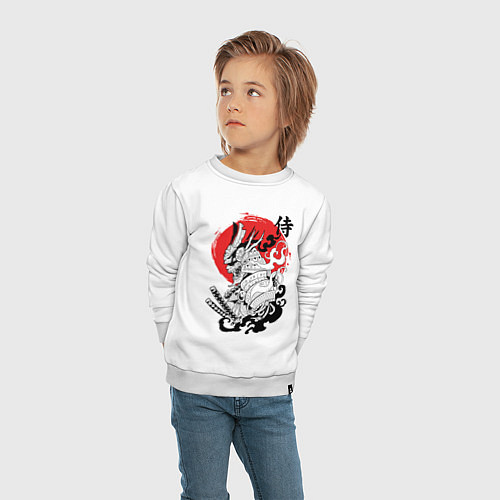 Детский свитшот Самурай в маске Хання / Белый – фото 4