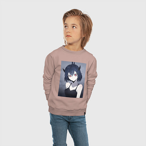 Детский свитшот Чёрный клевер Секре Сваллотейл Неро / Пыльно-розовый – фото 4