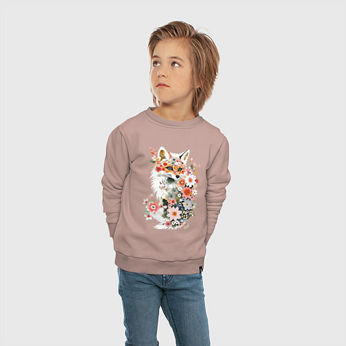 Детский свитшот Лисий контур из цветов / Пыльно-розовый – фото 4