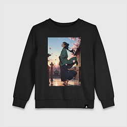 Свитшот хлопковый детский Монолог фармацевта Маомао во дворце, цвет: черный