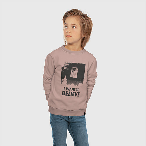 Детский свитшот Tardis - I want to believe / Пыльно-розовый – фото 4