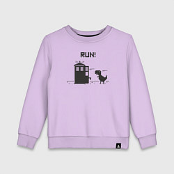 Свитшот хлопковый детский Тардис и динозаврик пиксельный, цвет: лаванда