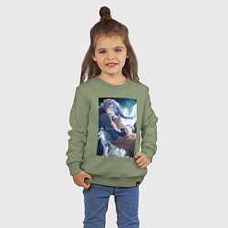 Свитшот хлопковый детский Реинкарнация безработного Рокси Мигурдия и спасите, цвет: авокадо — фото 2