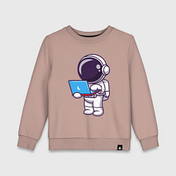 Свитшот хлопковый детский Астронавт с ноутбуком, цвет: пыльно-розовый
