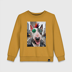 Свитшот хлопковый детский Bully punk musician - ai art fantasy, цвет: горчичный