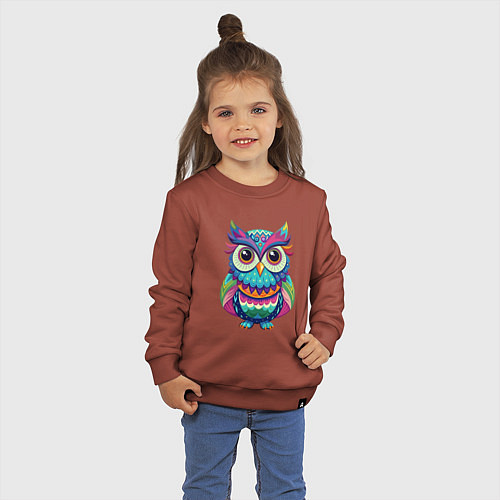 Детский свитшот Психоделическая сова / Кирпичный – фото 3