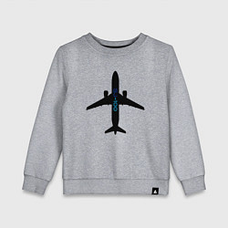 Свитшот хлопковый детский Черный облик самолета SJ-100 с названием, цвет: меланж