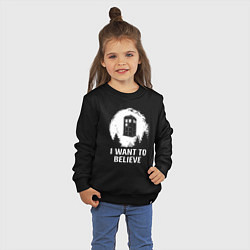 Свитшот хлопковый детский Хочу верить в тардис, цвет: черный — фото 2