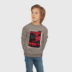 Свитшот хлопковый детский Автомобиль Subaru WRX, цвет: утренний латте — фото 2