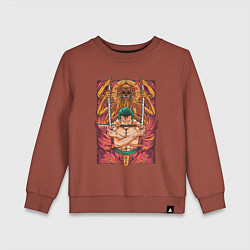 Свитшот хлопковый детский One piece Зоро бог, цвет: кирпичный