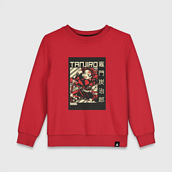 Свитшот хлопковый детский Тандзиро Tanjiro Клинок рассекающий демонов, цвет: красный