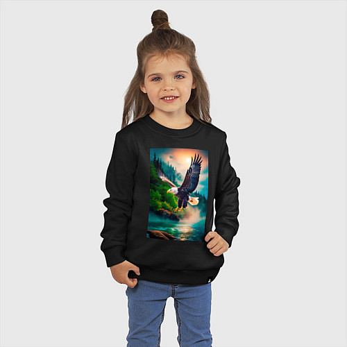 Детский свитшот Парящий орел / Черный – фото 3
