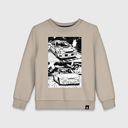 Свитшот хлопковый детский Nissan silvia subaru forester, цвет: миндальный