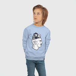 Свитшот хлопковый детский Обезьяна в голове, цвет: мягкое небо — фото 2