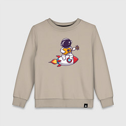 Свитшот хлопковый детский Гитарист космонавт, цвет: миндальный