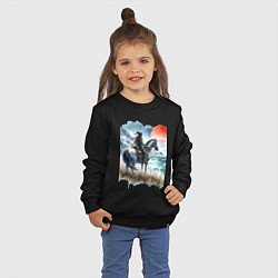 Свитшот хлопковый детский Японский самурай на коне - нейросеть, цвет: черный — фото 2