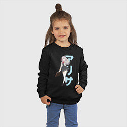 Свитшот хлопковый детский Алиса Михайловна - Аля иногда кокетничает со мной, цвет: черный — фото 2