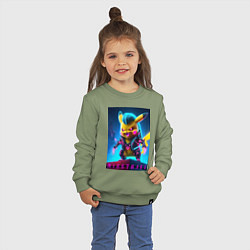 Свитшот хлопковый детский Cyberpunk - terrible Pikachu with claws, цвет: авокадо — фото 2