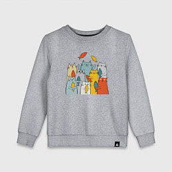 Свитшот хлопковый детский Коты и рыбы, цвет: меланж