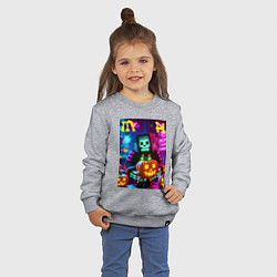 Свитшот хлопковый детский Minecraft and halloween collaboration - ai art, цвет: меланж — фото 2