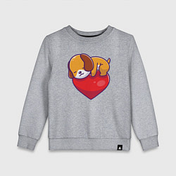 Свитшот хлопковый детский Собачка обнимает сердце, цвет: меланж