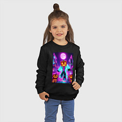 Свитшот хлопковый детский Neon halloween and Minecraft - collaboration, цвет: черный — фото 2