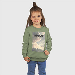 Свитшот хлопковый детский Nikolay облака, цвет: авокадо — фото 2