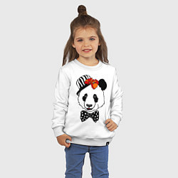 Свитшот хлопковый детский Панда с маками, цвет: белый — фото 2