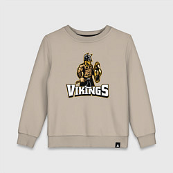 Свитшот хлопковый детский Vikings team, цвет: миндальный