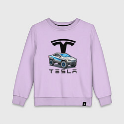Свитшот хлопковый детский Tesla сybertruck Elon Musk, цвет: лаванда