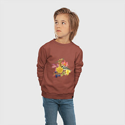 Свитшот хлопковый детский Осенний букет и птица удод, цвет: кирпичный — фото 2