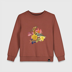 Свитшот хлопковый детский Осенний букет и птица удод, цвет: кирпичный