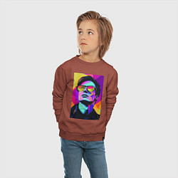Свитшот хлопковый детский Портрет Дурова pop art, цвет: кирпичный — фото 2