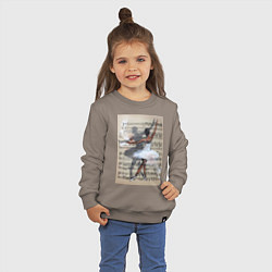 Свитшот хлопковый детский Балет ноты, цвет: утренний латте — фото 2