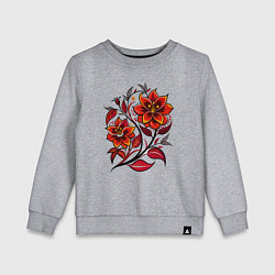 Свитшот хлопковый детский Алый цветок, цвет: меланж