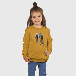 Свитшот хлопковый детский Велосипедисты, цвет: горчичный — фото 2