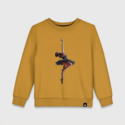 Свитшот хлопковый детский Балерина в прыжке - Арабеск, цвет: горчичный