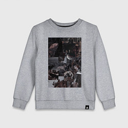Свитшот хлопковый детский Волки коллаж, цвет: меланж
