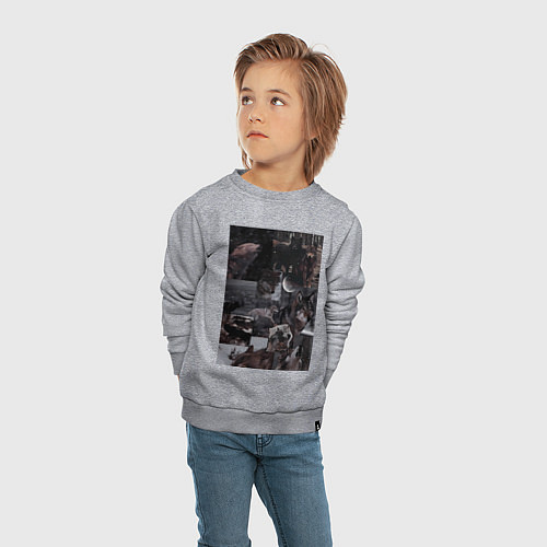 Детский свитшот Волки коллаж / Меланж – фото 4