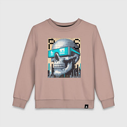 Детский свитшот Pixel skull - ai art fantasy