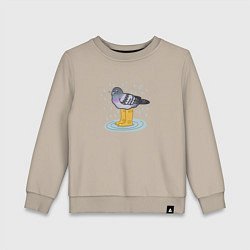 Свитшот хлопковый детский Голубь в классных резиновых сапожках, цвет: миндальный