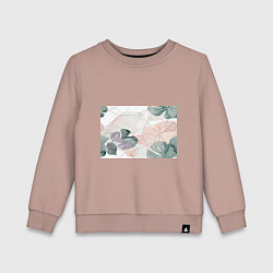 Свитшот хлопковый детский Акварельные листья светлые, цвет: пыльно-розовый