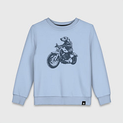 Свитшот хлопковый детский Такса байкер на мотоцикле чоппере, цвет: мягкое небо